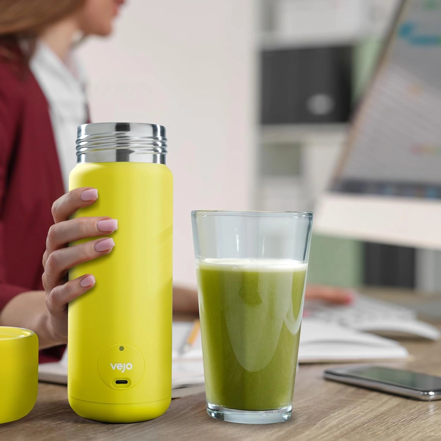 VEJO 12oz Electric Protein Shaker Bottle – USB Rechargeable Powder Mixer for Protein Shakes